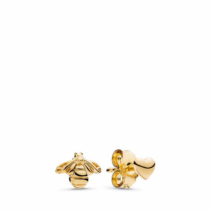 Pandora Shine™ Heart & Bee Stud Earrings Gold Egypt QW3916720